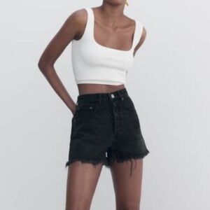 Zara High Rise Black Cutoff Denim Shorts Size 4
